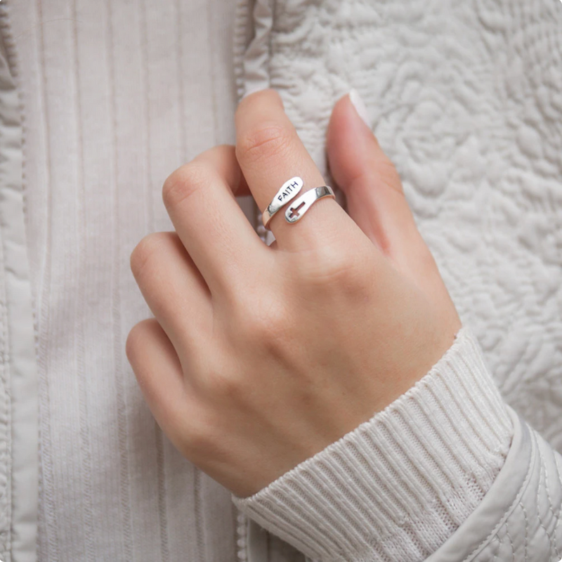[$39 OFF] - Adjustable Pure Silver Faith Ring - Low in Stock